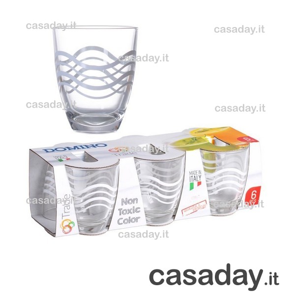 BICCHIERI PZ.6 DOMINO ONDE GRIGIE cerve