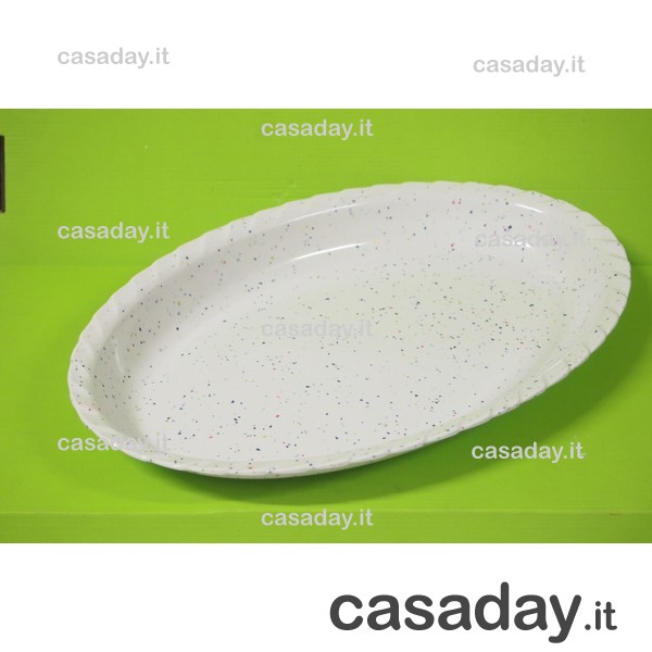 VASSOIO MELAM.OVALE VERDE-BIANCO CM.53 