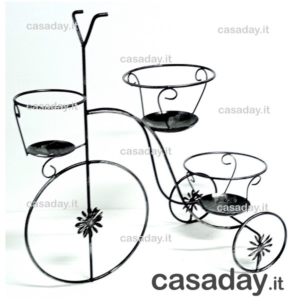 PORTAVASO FERRO BICICLETTA 3 POSTI NERO 