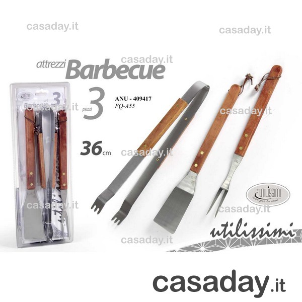 SET BARBECUE PZ.3 INOX M-L de luca coltellerie