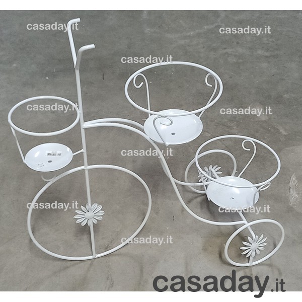 PORTAVASO FERRO BICICLETTA 3 POSTI BIANCO 