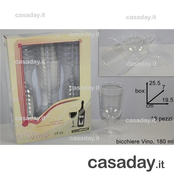 BICCHIERI PLASTICA VINO PZ.18 BICCHIERI PLASTICA VINO PZ.18