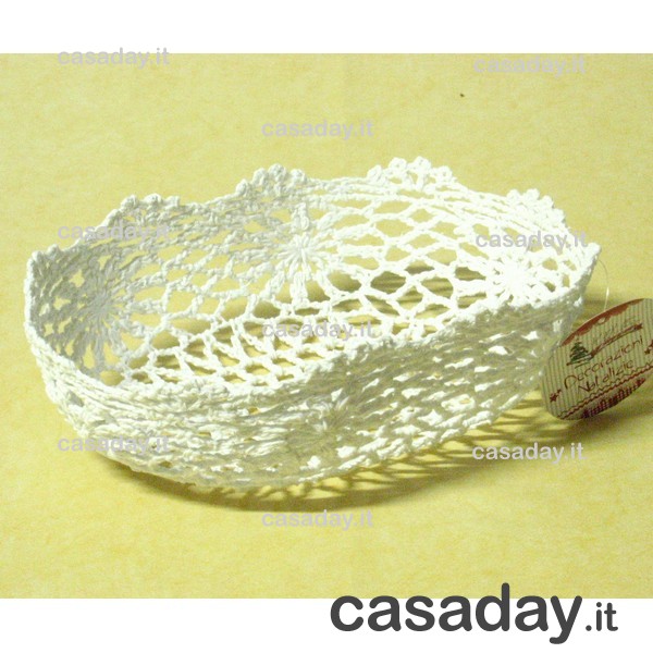 CESTINO UNCINETTO OVALE BIANCO CM.23 