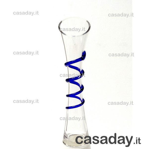 VASO VETRO RIGO BLU E CONCHIGLIA CM.30 