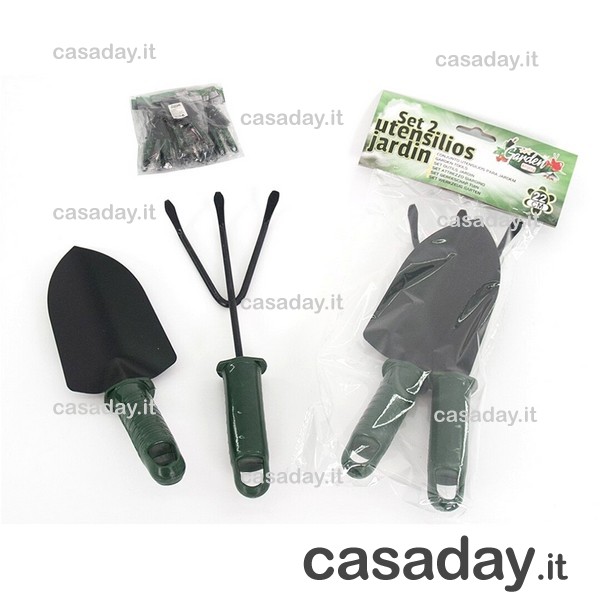 SET ATTREZZI GIARDINO ACCIAIO CM.22 PZ.2 