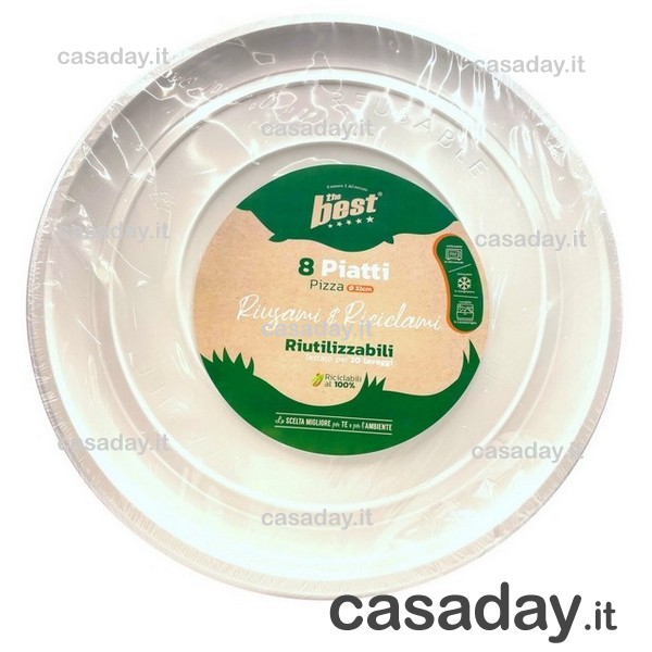 PIATTI PIZZA PLASTICA PZ.8 CM.32 