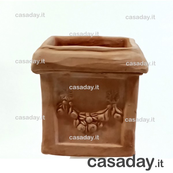 VASO QUADRO FESTONE CM.25X25 terrecotte toscane