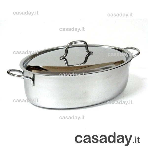 CASSERUOLA OVALE INOX C/COPERCHIO CM.32 montini guerino