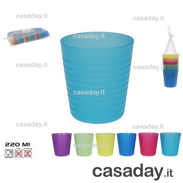 BICCHIERI PLASTICA COLOR PZ.6 
