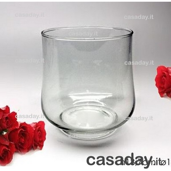 VASO VETRO CILINDRO BOMBATO CM.14 H14 